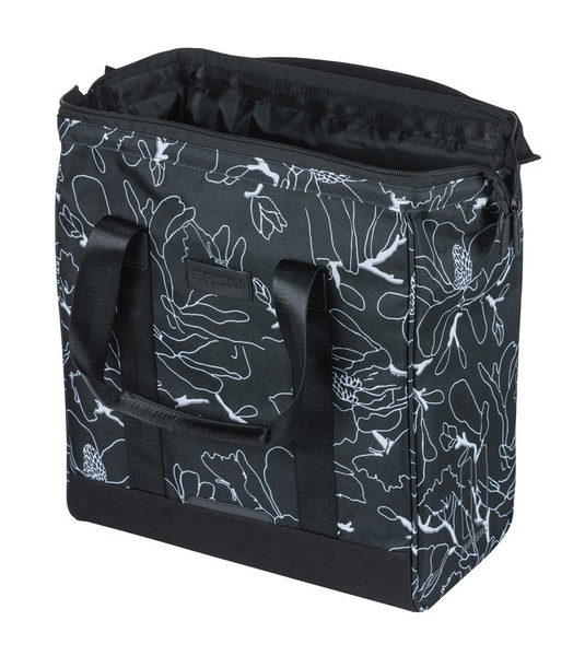 Sakwa na bagażnik pojedyncza Basil Grand Shopper + MIK Hooks (czarno-biała 23 litry)