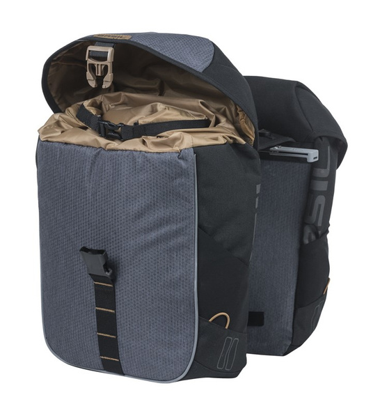 Sakwa podwójna BASIL MILES DOUBLE PANNIER BAG MIK 34L, MIK System (ready to go), 100% wodoodporna, black slate (NEW)