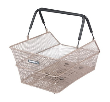 Kosz tylny na bagażnik BASIL CENTO MIK, MIK System (ready to go), Adaptor Plate 2.0 (blokada), stalowy nude metallic (NEW).