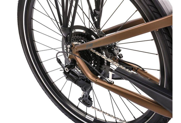 Rower miejski elektryczny Romet e-Modeco URB 2.0 540 Wh (brązowo-czarny 2024)
