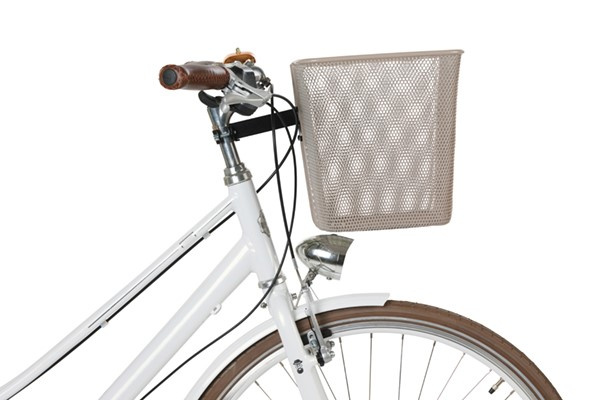 Kosz na kierownicę BASIL BILBAO FM, FIXED MOUNTED (ze wspornikiem 70183), mocowanie stałe, nude metallic (NEW)