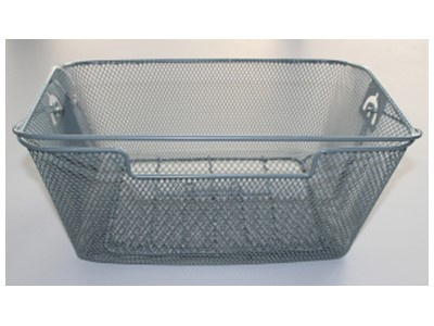 Kosz tylny na bagażnik BASIL BASKET-4 + haczyki mocujące Bottom hooks, stalowy srebrny