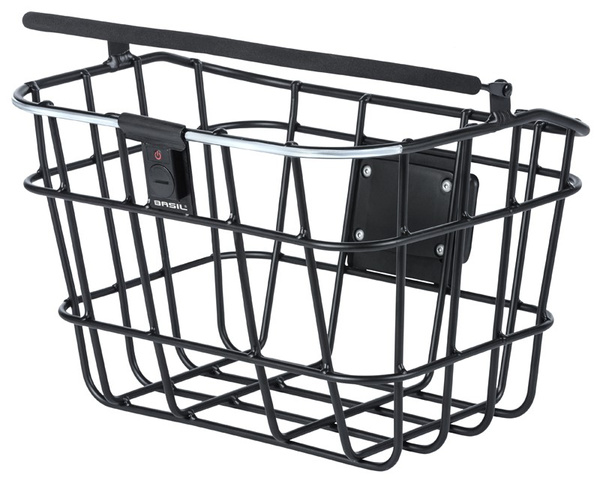 Kosz na kierownicę BASIL BREMEN ALU BE/KF NORDLICHT aluminowy + Oświetlenie + Płytka mocująca do kosza BASIL BASEASY + KLICKFIX ADAPTER PLATE system do mocowania na sztycę kierownicy i kierownicę odpinany (bez wspornika) (WYPRZEDAŻ -50%)