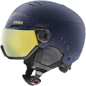 Kask narciarski damski Uvex Wanted Visor WE (granatowo-złoty)