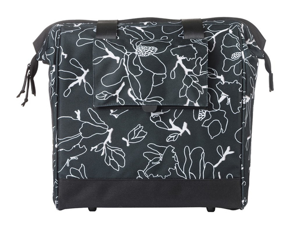 Sakwa na bagażnik pojedyncza Basil Grand Shopper + MIK Hooks (czarno-biała 23 litry)