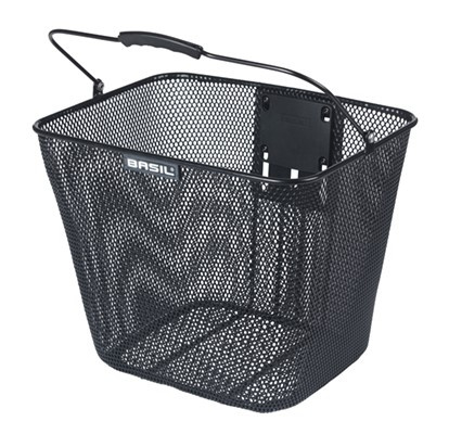 Kosz na kierownicę BASIL BILBAO KF+HANDLEBARHOLDER, KF System (ze wspornikiem), mocowanie przenośne, stalowy czarny (NEW)