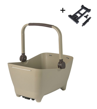 Kosz tylny na bagażnik BASIL BUDDY DOG BICYCLE BASKET REAR MIK, MIK system (ready to go), Adapter Plate 2.0 (blokada), plastik, poduszka, biscotti brown (NEW)