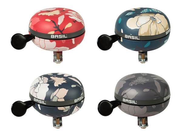 Dzwonek rowerowy BASIL BIG BELL MAGNOLIA 80mm, mix kolorów pudełko 4szt. (WYPRZEDAŻ -50%)