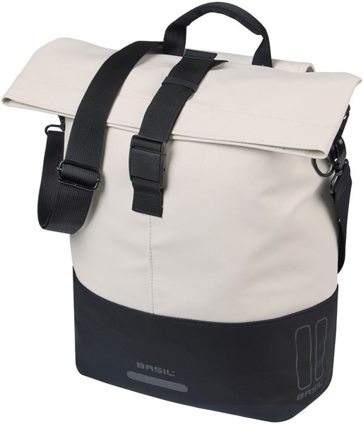 Sakwa na bagażnik pojedyncza Basil Cove Shopper + MIK Hooks (biało-czarna 14-16 litrów)