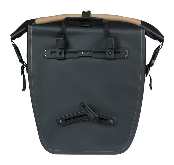 Sakwa na bagażnik pojedyncza Basil Rivo + MIK Hooks (piaskowo-czarna 25-31 litrów)