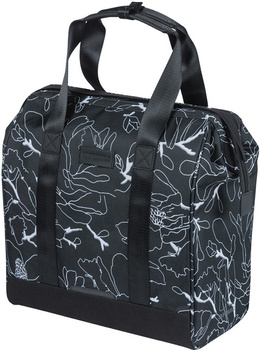 Sakwa na bagażnik pojedyncza Basil Grand Shopper + MIK Hooks (czarno-biała 23 litry)