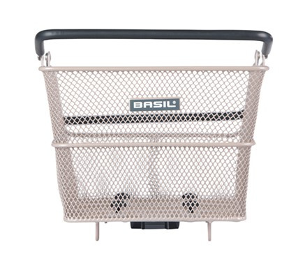 Kosz tylny na bagażnik BASIL CENTO MIK, MIK System (ready to go), Adaptor Plate 2.0 (blokada), stalowy nude metallic (NEW).