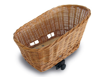 Kosz tylny na bagażnik BASIL PASJA REAR BASKET SENNA SYSTEM + CUSHION dla zwierząt 45cm, SENNA System, poduszka, wiklinowy natural (NEW)