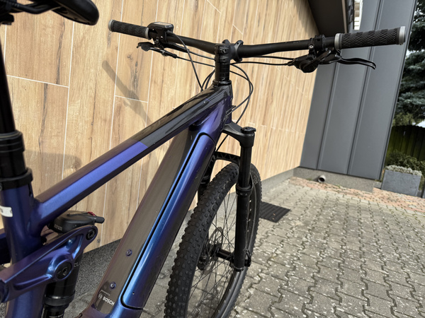 Używany rower elektryczny MTB Trek Powerfly FS 5 (2019) fioletowy - nowy napęd