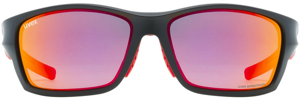 Okulary Uvex Sportstyle 232 P (czarno/czerwony mat | czerwone soczewki Polavision® mirror S3)