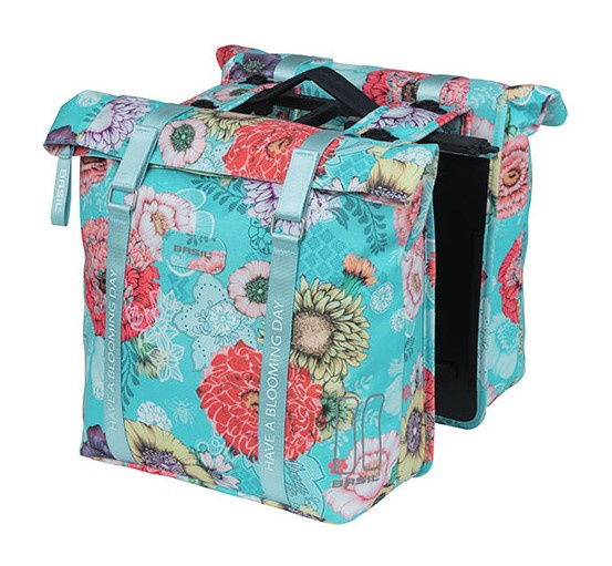 Sakwa podwójna BASIL BLOOM FIELD DOUBLE PANNIER BAG MIK 28-35L, MIK System (ready to go) sky blue
