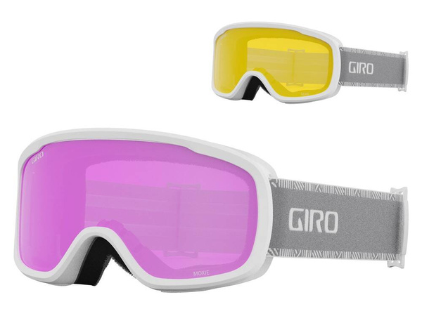 Gogle damskie zimowe GIRO MOXIE WHITE GREY CHUTE (soczewka AMBER PINK i soczewka YELLOW)