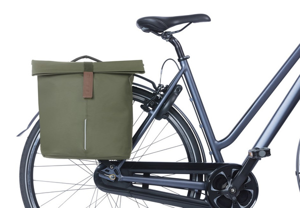 Sakwa na bagażnik podwójna Basil City + adapter MIK (zielona 28-32 litrów)