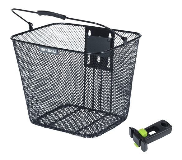 Kosz na kierownicę BASIL BILBAO KF+AHEAD-STEMHOLDER KF, KF System (ze wspornikiem), mocowanie przenośne, stalowy czarny (NEW)