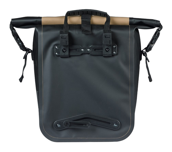 Sakwa na bagażnik pojedyncza Basil Rivo + MIK Hooks (piaskowo-czarna 12-15 litrów)