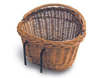 Kosz na kierownicę BASIL DETROIT mocowanie na haki, wiklinowy brązowy natural