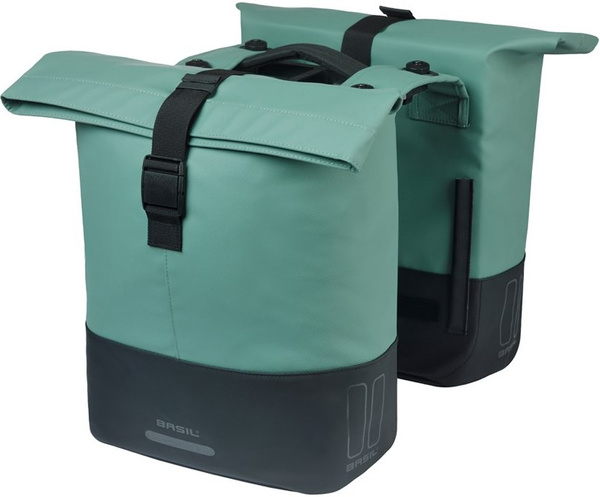 Sakwa na bagażnik podwójna Basil Cove MIK (srebrnozielono-czarna 28-32 litry)