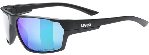 Okulary Uvex Sportstyle 233 P (czarny mat | niebieskie soczewki Polavision® litemirror S3)