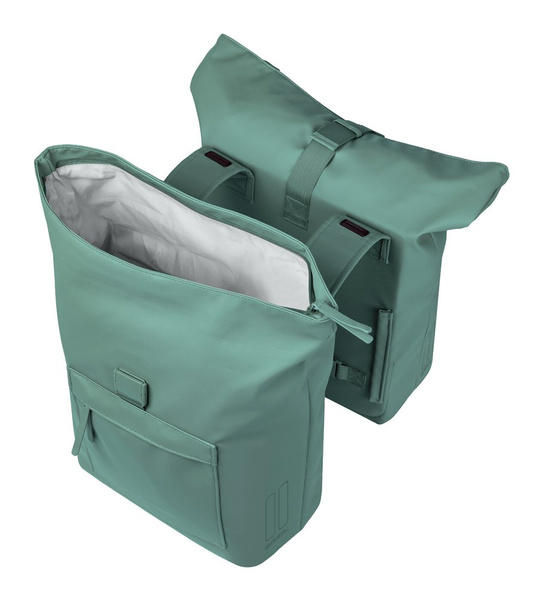 Sakwa na bagażnik podwójna Basil Brooklyn (srebrnozielona 41 litrów)