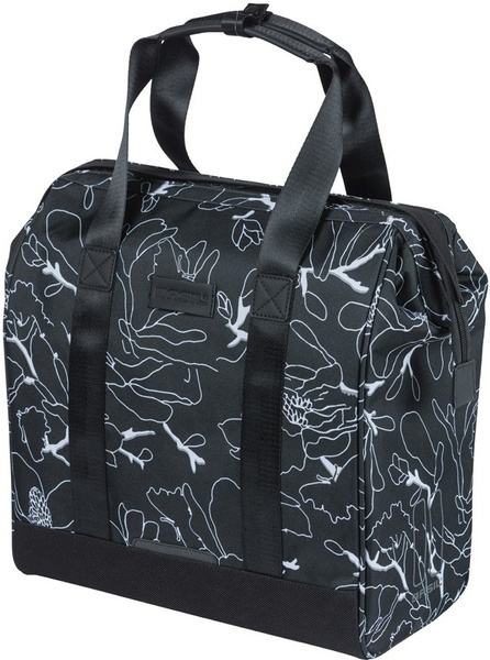 Sakwa na bagażnik pojedyncza Basil Grand Shopper + MIK Hooks (czarno-biała 23 litry)