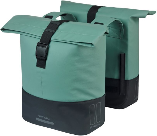 Sakwa na bagażnik podwójna Basil Cove (srebrnozielono-czarna 28-32 litry)