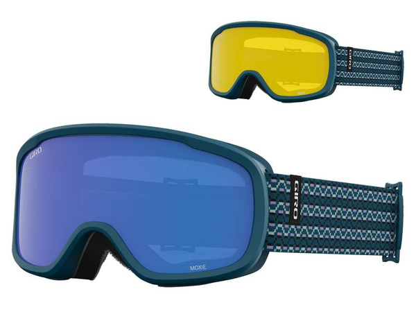 Gogle damskie zimowe GIRO MOXIE HARBOR BLUE SEQUENCE (soczewka GREY COBALT i soczewka YELLOW)
