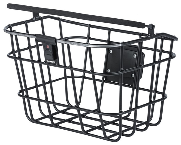 Kosz na kierownicę BASIL BREMEN ALU BE/KF NORDLICHT aluminowy + Oświetlenie + Płytka mocująca do kosza BASIL BASEASY + KLICKFIX ADAPTER PLATE system do mocowania na sztycę kierownicy i kierownicę odpinany (bez wspornika) (WYPRZEDAŻ -50%)