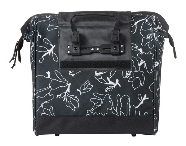 Sakwa na bagażnik pojedyncza Basil Grand Shopper + MIK Hooks (czarno-biała 23 litry)