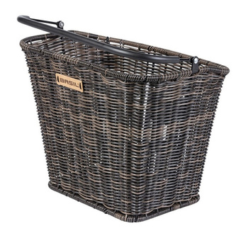 Kosz na kierownicę BASIL BREMEN RATTAN LOOK KF ratanowy + Płytka mocująca do kosza BASIL KLICKFIX ADAPTER PLATE system do mocowania na kierownicę odpinany (bez wspornika) nature brown ratan look (WYPRZEDAŻ -50%)