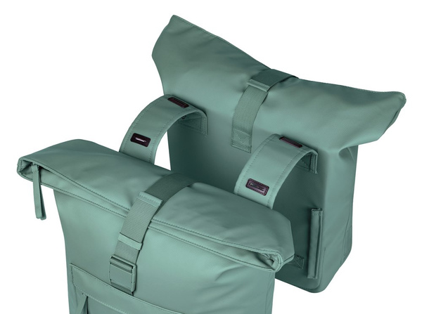 Sakwa na bagażnik podwójna Basil Brooklyn (srebrnozielona 41 litrów)