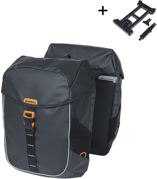 Sakwa na bagażnik podwójna Basil Miles Tarpaulin + adapter MIK (34 litry)