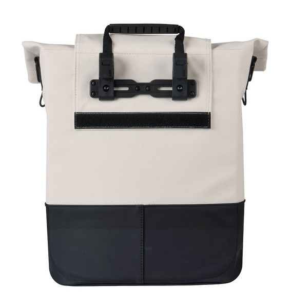 Sakwa na bagażnik pojedyncza Basil Cove Shopper + MIK Hooks (biało-czarna 14-16 litrów)
