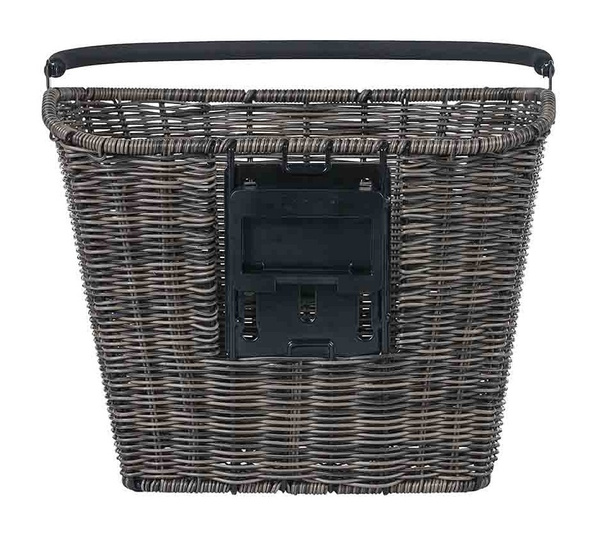 Kosz na kierownicę BASIL BREMEN RATTAN LOOK KF ratanowy + Płytka mocująca do kosza BASIL KLICKFIX ADAPTER PLATE system do mocowania na kierownicę odpinany (bez wspornika) nature brown ratan look (WYPRZEDAŻ -50%)