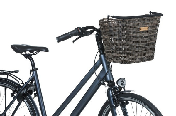 Kosz na kierownicę BASIL BREMEN RATTAN LOOK KF ratanowy + Płytka mocująca do kosza BASIL KLICKFIX ADAPTER PLATE system do mocowania na kierownicę odpinany (bez wspornika) nature brown ratan look (WYPRZEDAŻ -50%)