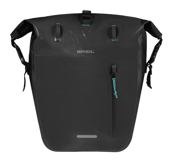 Sakwa na bagażnik pojedyncza Basil Rivo + MIK Hooks (czarna 25-31 litrów)