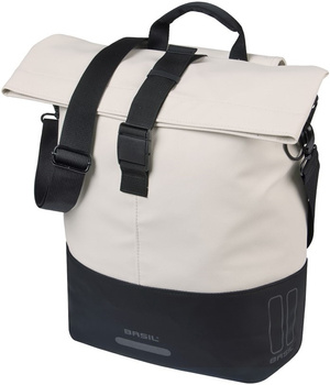 Sakwa na bagażnik pojedyncza Basil Cove Shopper + MIK Hooks (biało-czarna 14-16 litrów)