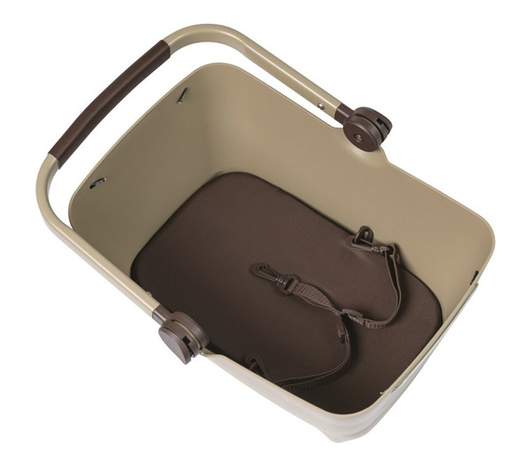 Kosz tylny na bagażnik BASIL BUDDY DOG BICYCLE BASKET REAR MIK, MIK system (ready to go), Adapter Plate 2.0 (blokada), plastik, poduszka, biscotti brown (NEW)
