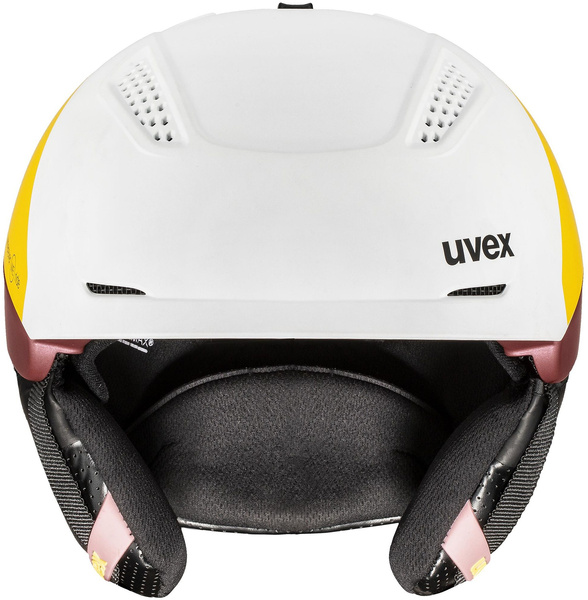 Kask narciarski damski Uvex Ultra Pro WE (biało-żółto-bordowy)