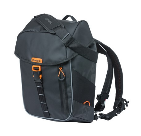 Sakwa pojedyncza BASIL MILES TARPAULIN DAYPACK 17L, Hook On System, 100% wodoodporna black orange (NEW)