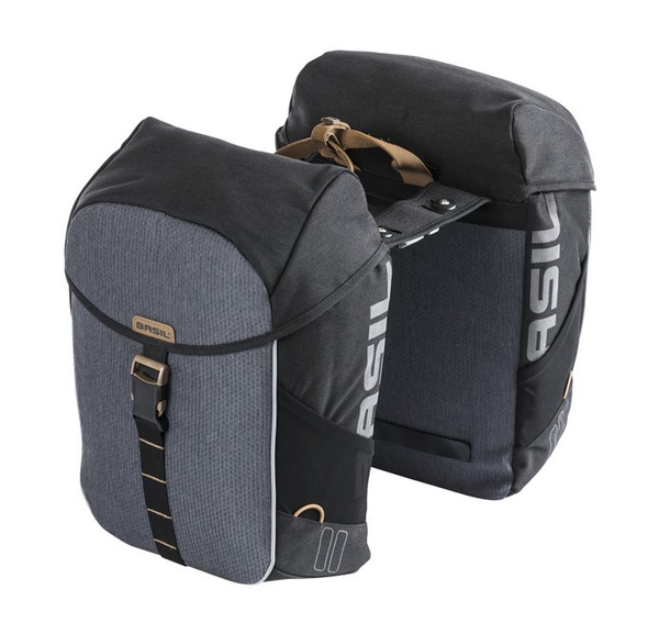 Sakwa podwójna BASIL MILES DOUBLE PANNIER BAG MIK 34L, MIK System (ready to go), 100% wodoodporna, black slate (NEW)