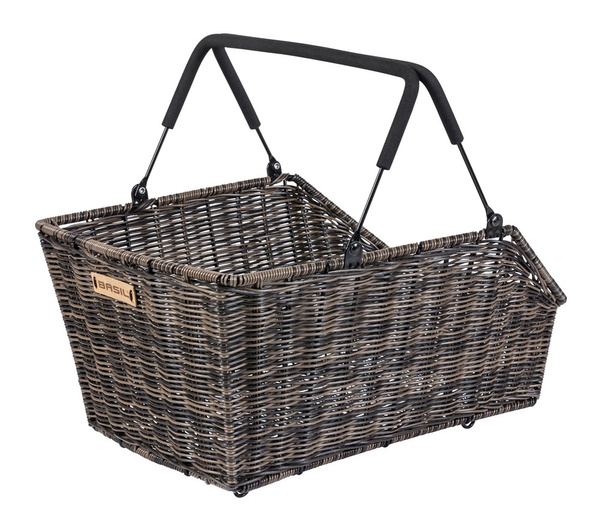 Kosz tylny na bagażnik BASIL CENTO RATTAN LOOK MIK, MIK System (ready to go) wodoodporny nature brown (WYPRZEDAŻ -50%)
