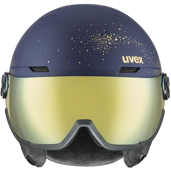 Kask narciarski damski Uvex Wanted Visor WE (granatowo-złoty)