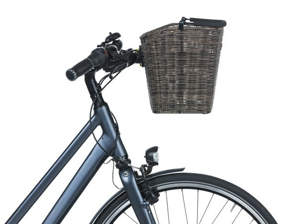 Kosz na kierownicę BASIL BREMEN RATTAN LOOK KF ratanowy + Płytka mocująca do kosza BASIL KLICKFIX ADAPTER PLATE system do mocowania na kierownicę odpinany (bez wspornika) nature brown ratan look (WYPRZEDAŻ -50%)