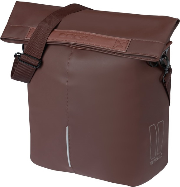 Sakwa na bagażnik pojedyncza Basil City Shopper + MIK Hooks (brązowa 14-16 litrów)