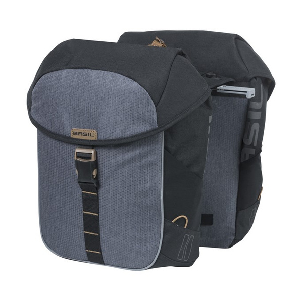 Sakwa podwójna BASIL MILES DOUBLE PANNIER BAG MIK 34L, MIK System (ready to go), 100% wodoodporna, black slate (NEW)
